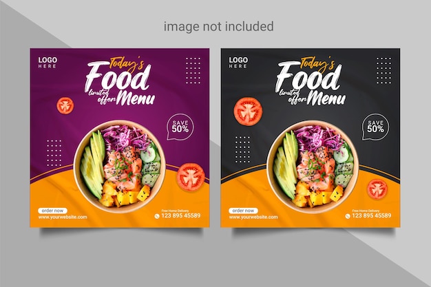 Food social media post collection card template