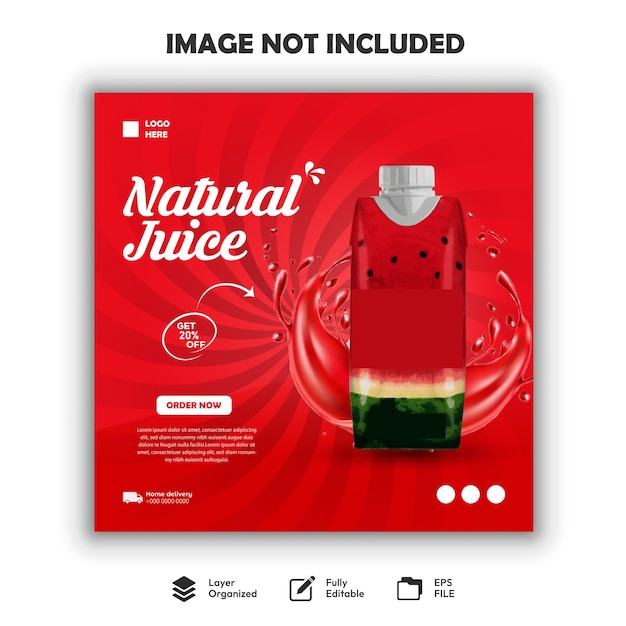 food social media post design natural juice drink vector file