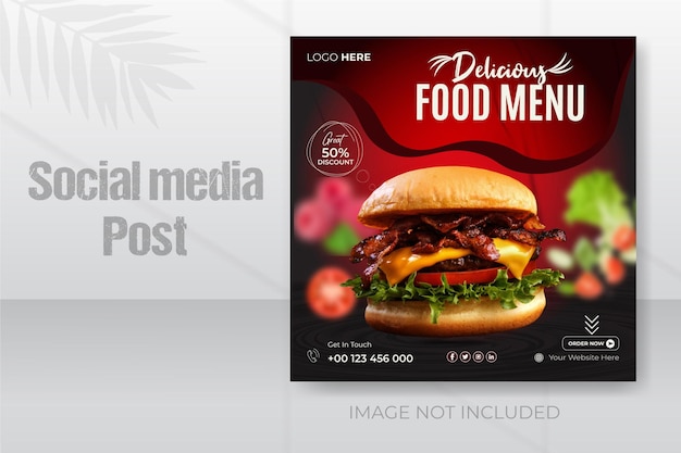 Food social media post promotion for instagram or facebook post design template