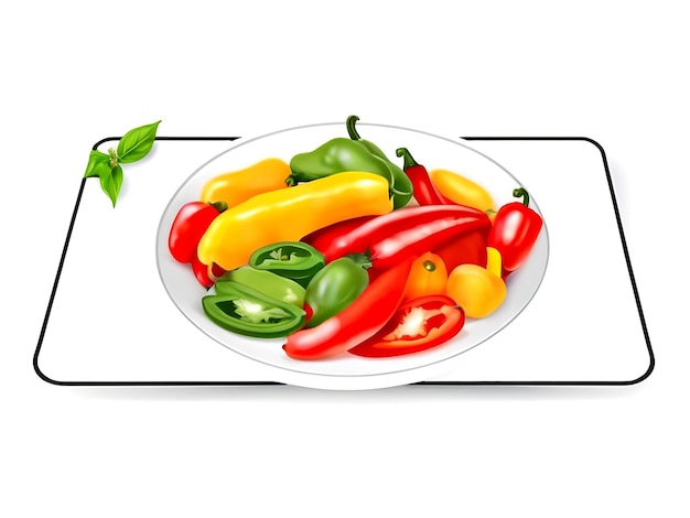 Food social media post template vector illustration with plate peppers chilies