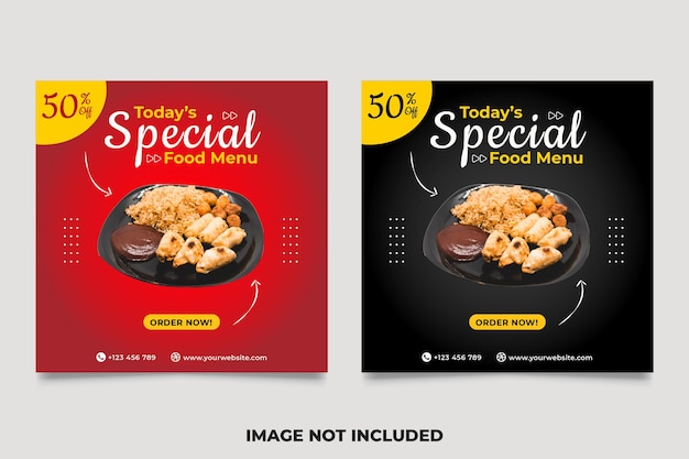 Food social media promotion and banner post design template Premium Vector