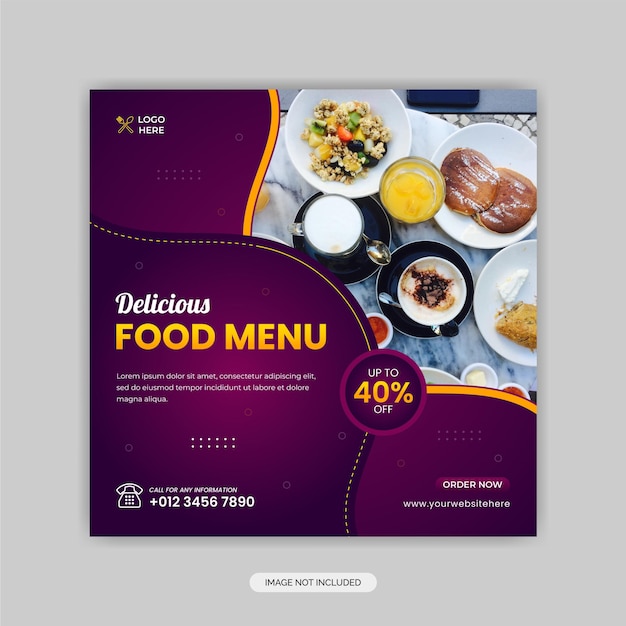 Food social media promotion and banner post design template