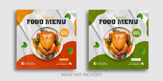 Food social media promotion and banner post design template