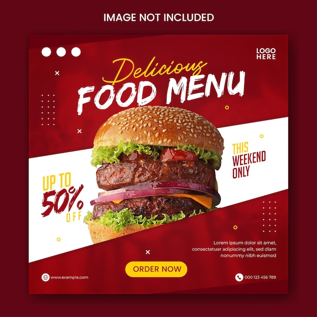 Food social media promotion and banner post design template