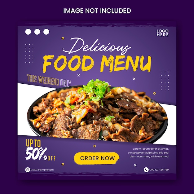 Food social media promotion and banner post design template