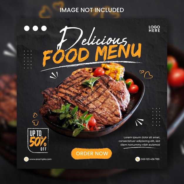 Food social media promotion and banner post design template