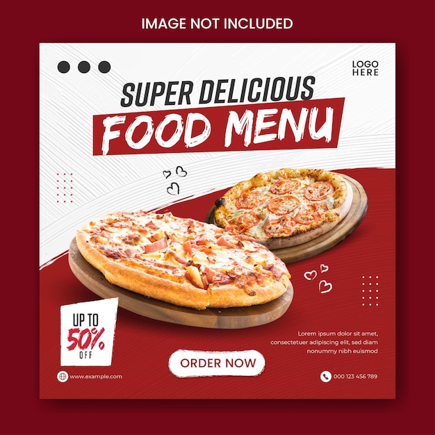 Food social media promotion and banner post design template