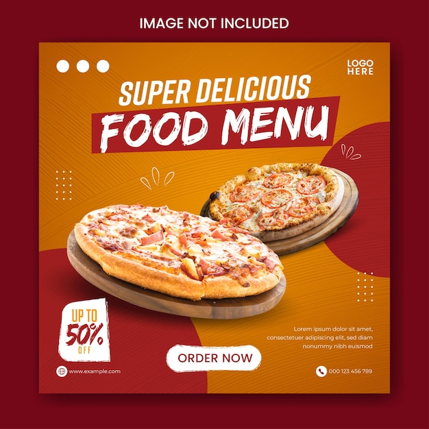 Food social media promotion and banner post design template