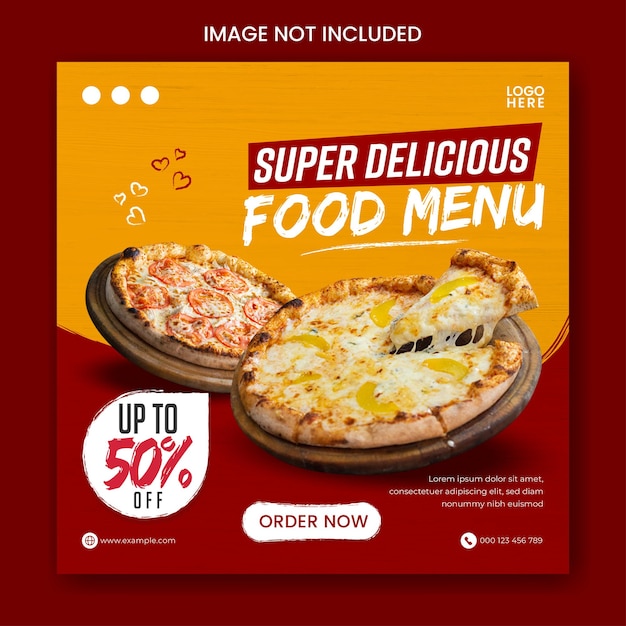 Food social media promotion and banner post design template