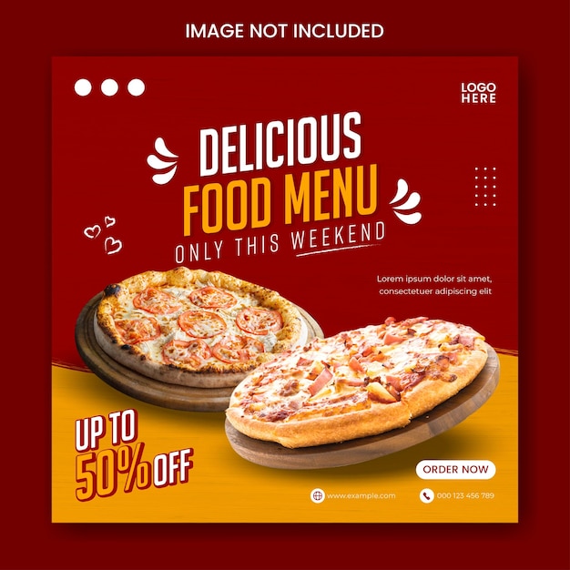 Food social media promotion and banner post design template