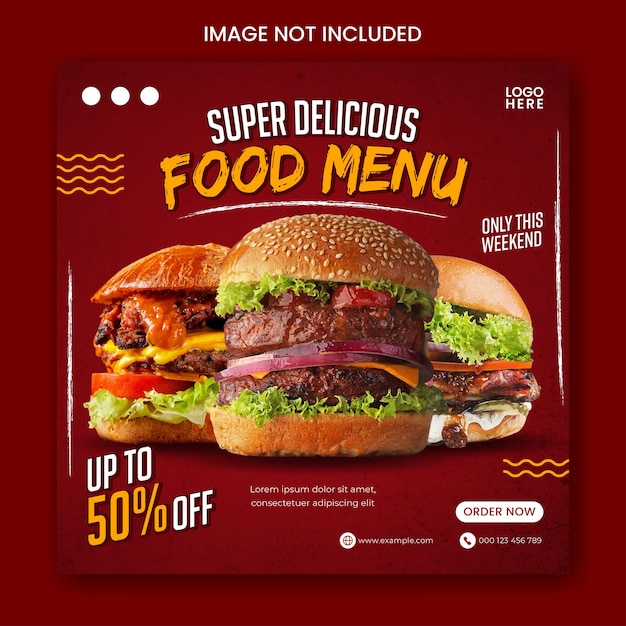 Food social media promotion and banner post design template