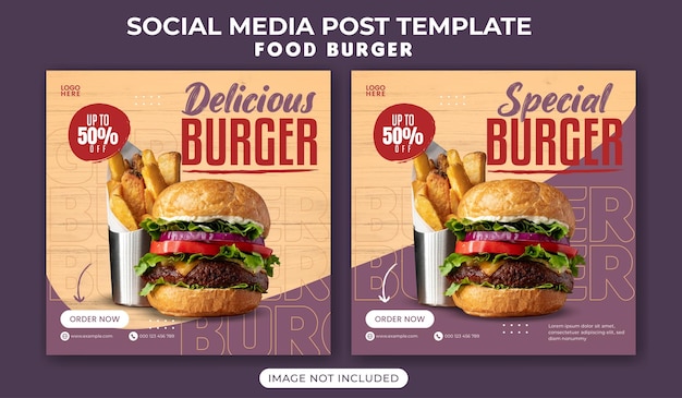 Food social media promotion and banner post design template