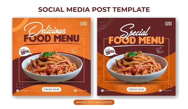 Food social media promotion and banner post design template