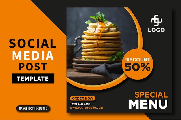 Food social media promotion and instagram banner post design Free vector