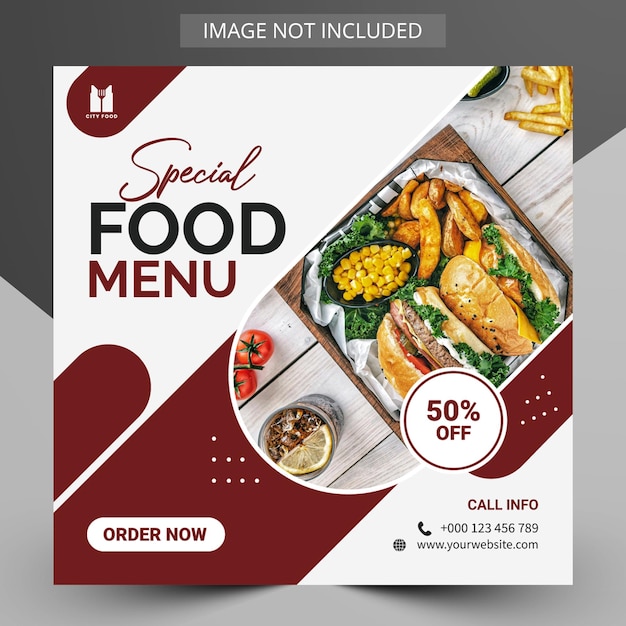 food social media promotion and Instagram banner post design template