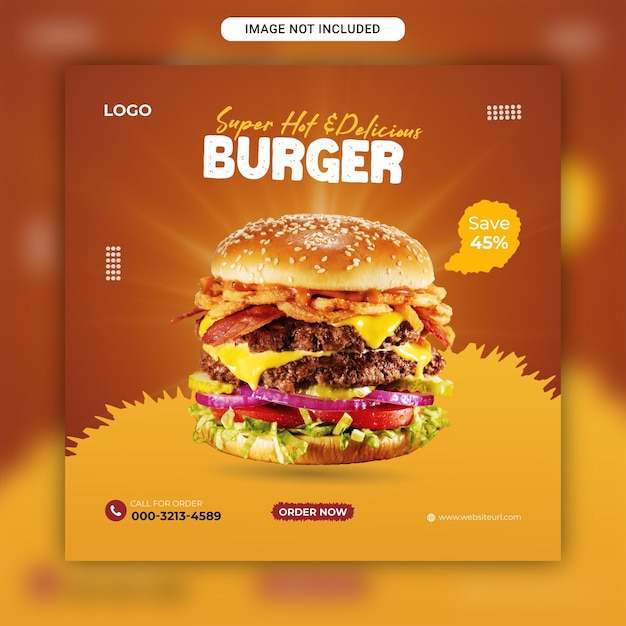 Food social media promotion and Instagram banner post design template