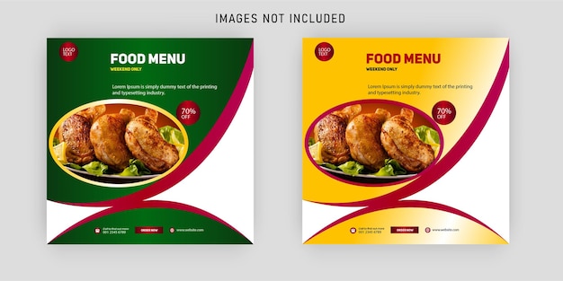 Food social media promotion and instagram post design template