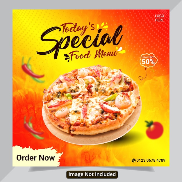 Food social media Special delicious pizza template