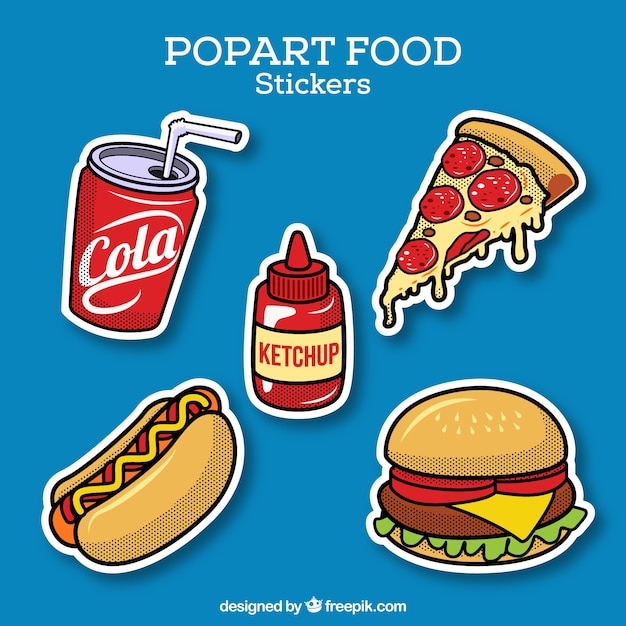 Food stickers with pop art style