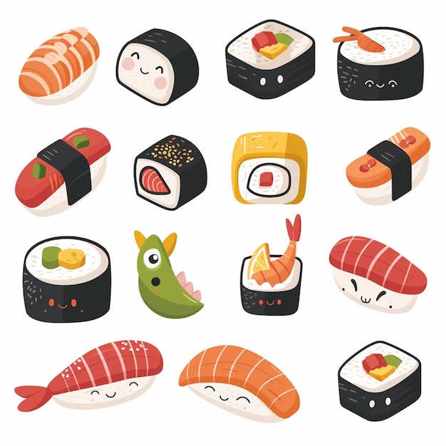 Vector food sushi japanese asian vector restaurant japan illustration meal fish traditional salm