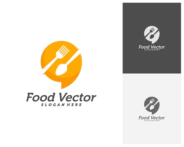 Food talk logo design vector Restaurant food court cafe logo template Icon symbol Illustration