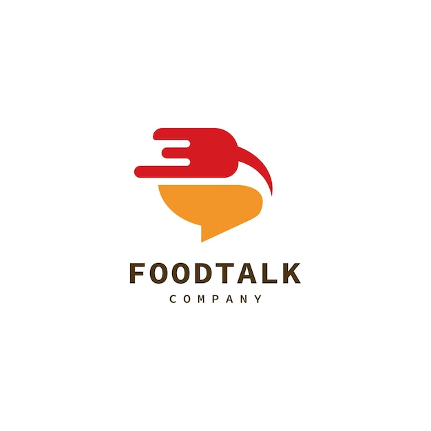 Food talk logo design with combine chat icon and fork 2