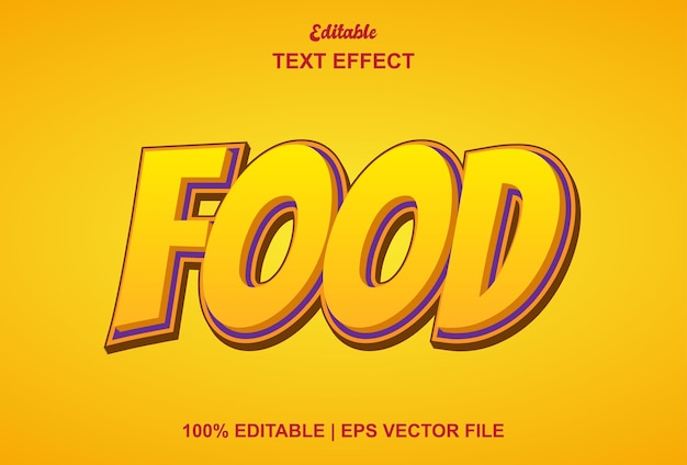 Food text effect with yellow color editable