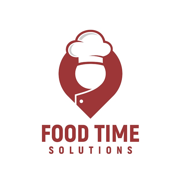 Food Time with head chef in map pointer icon