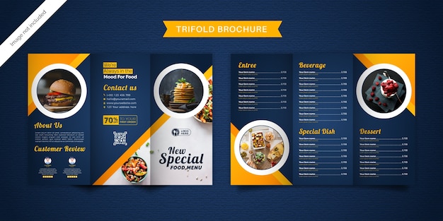 Food trifold brochure menu template.