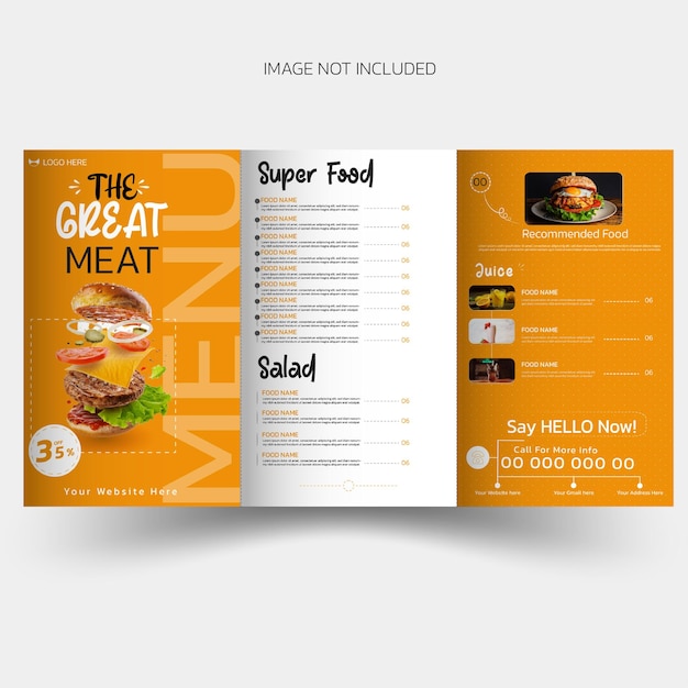 Vector food trifold brochure template fast food menu brochure for restaurant