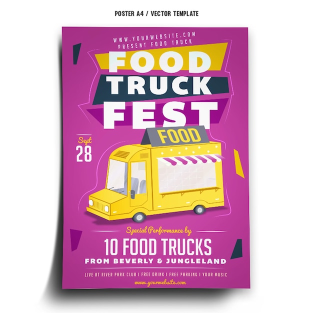 Vector food truck festival poster template