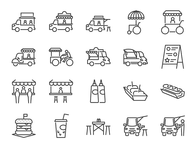 Food truck icon set