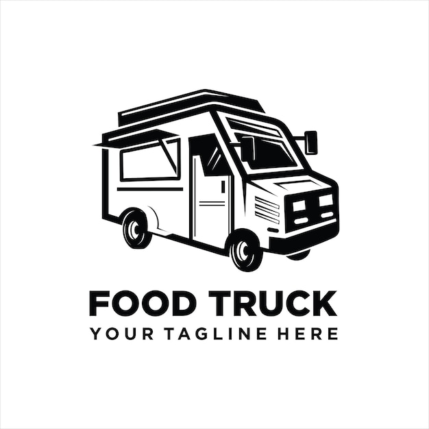 Food truck logo template Street food cart vector design Retro food truck logotype