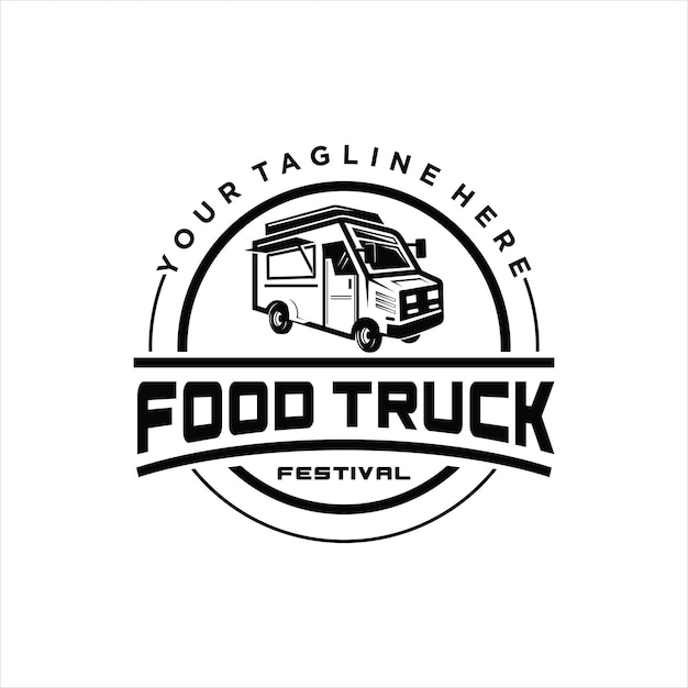 Food truck logo template Street food cart vector design Retro food truck logotype