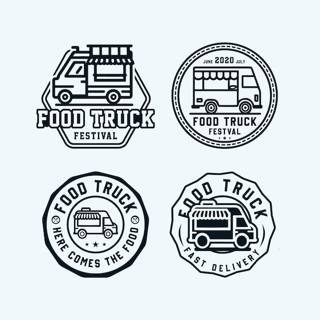 Food truck vintage Badge logo festival emblems and logos vector set