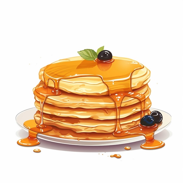 food vector breakfast illustration delicious sweet pancake cooking stack isolated dessert