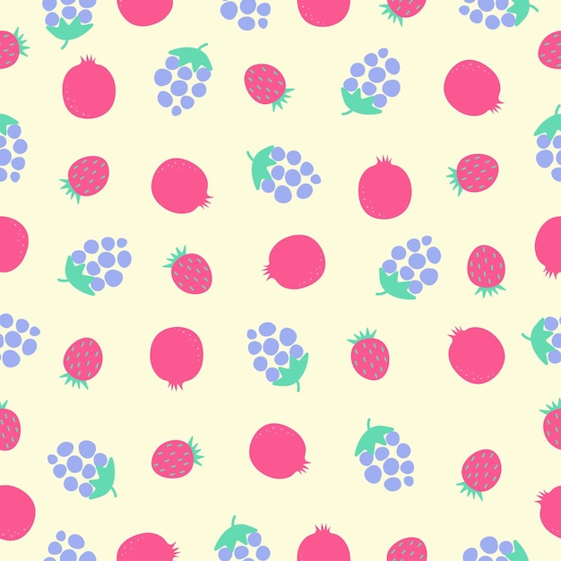 Food vector bright fruits and berries seamless pattern