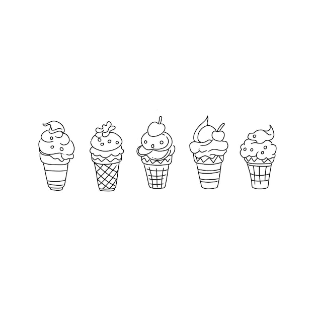 food vector cream dessert summer cone illustration isolated sweet chocolate ice waffle t