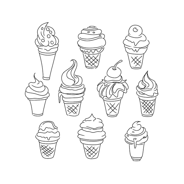 food vector cream dessert summer cone illustration isolated sweet chocolate ice waffle t