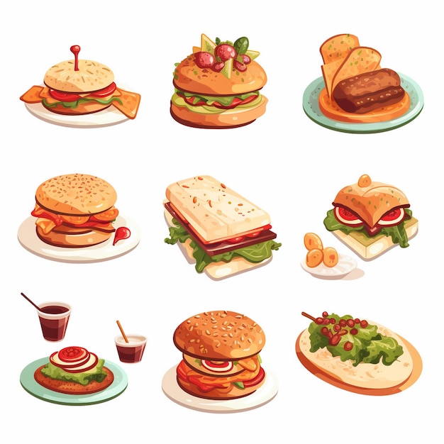 food vector design restaurant menu icon illustration burger pizza set meal graphic drink