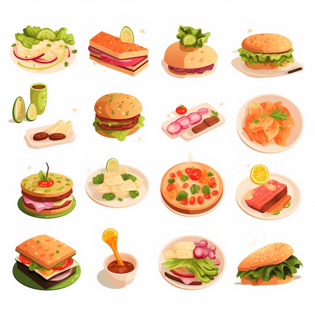 food vector design restaurant menu icon illustration burger pizza set meal graphic drink