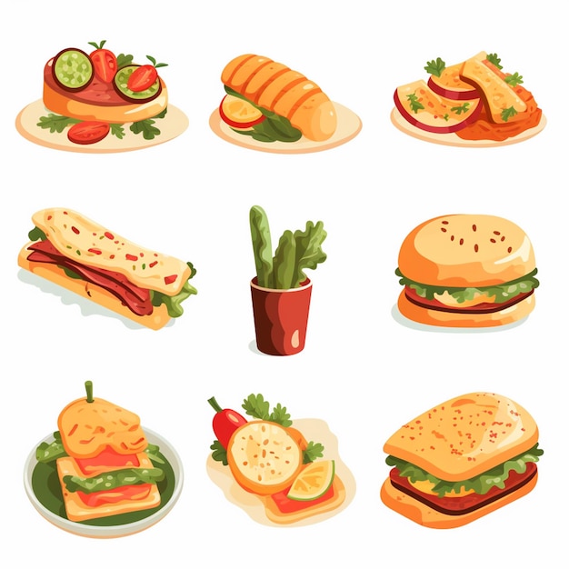 Vector food vector design restaurant menu icon illustration burger pizza set meal graphic drink