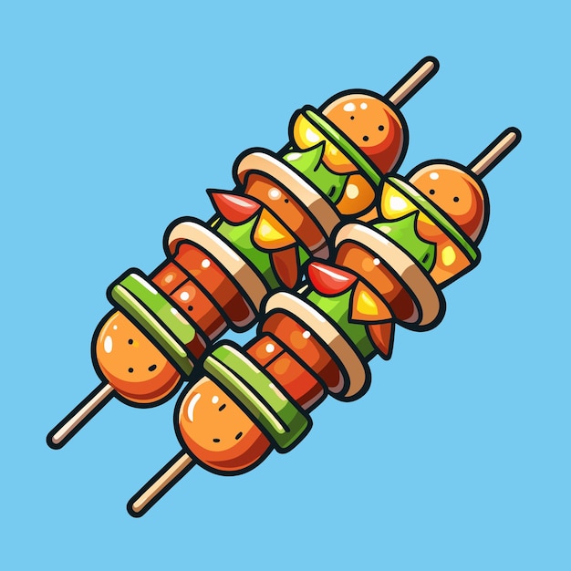 Food Vector Icon Illustration of Grilled Kebabs