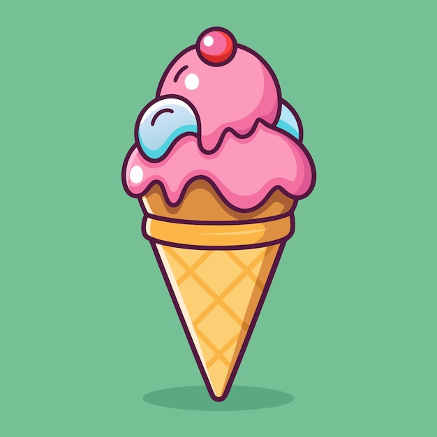 Vector food vector illustration of ice cream cone