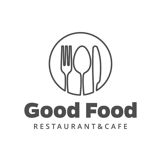 Food vector logo with fork knife and spoon