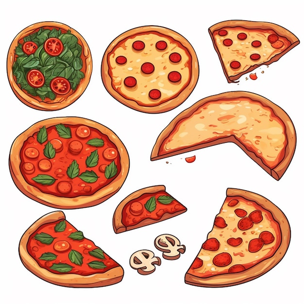 food vector pizza italian restaurant illustration pizzeria isolated background slice chees