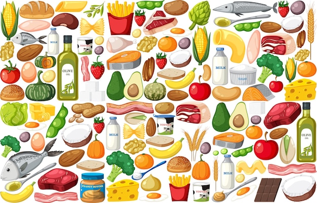 Food vegetable and fruit seamless pattern