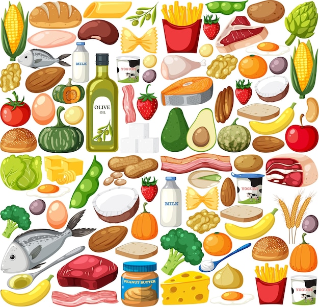 Food vegetable and fruit seamless pattern