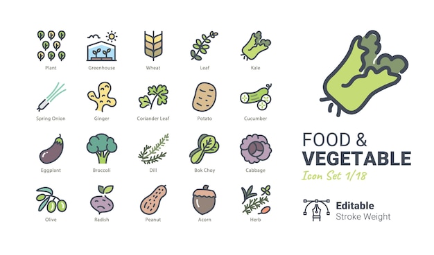 Food & Vegetable vector icons