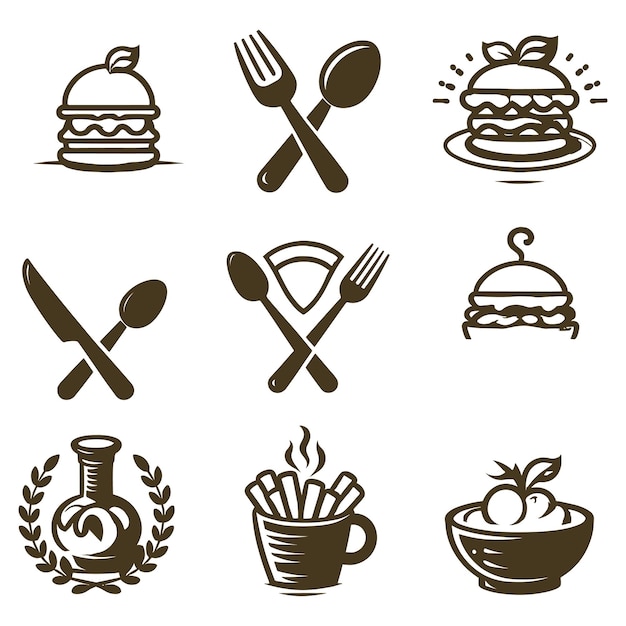 Food vintage design elements logos labels icons and objects